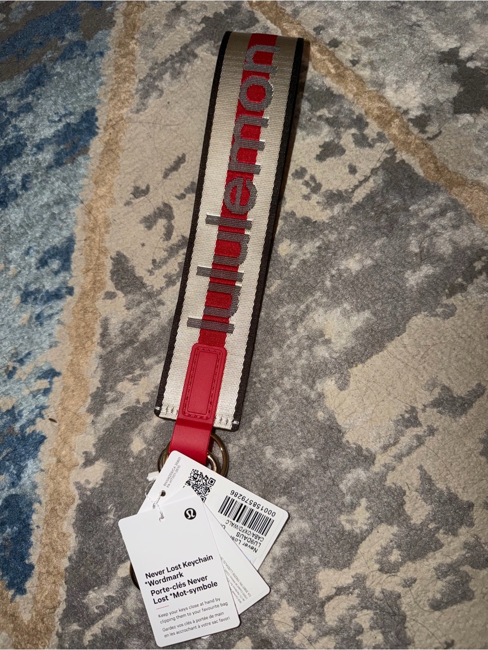 lululemon athletica Red and Beige Never Lost Keychain Strap